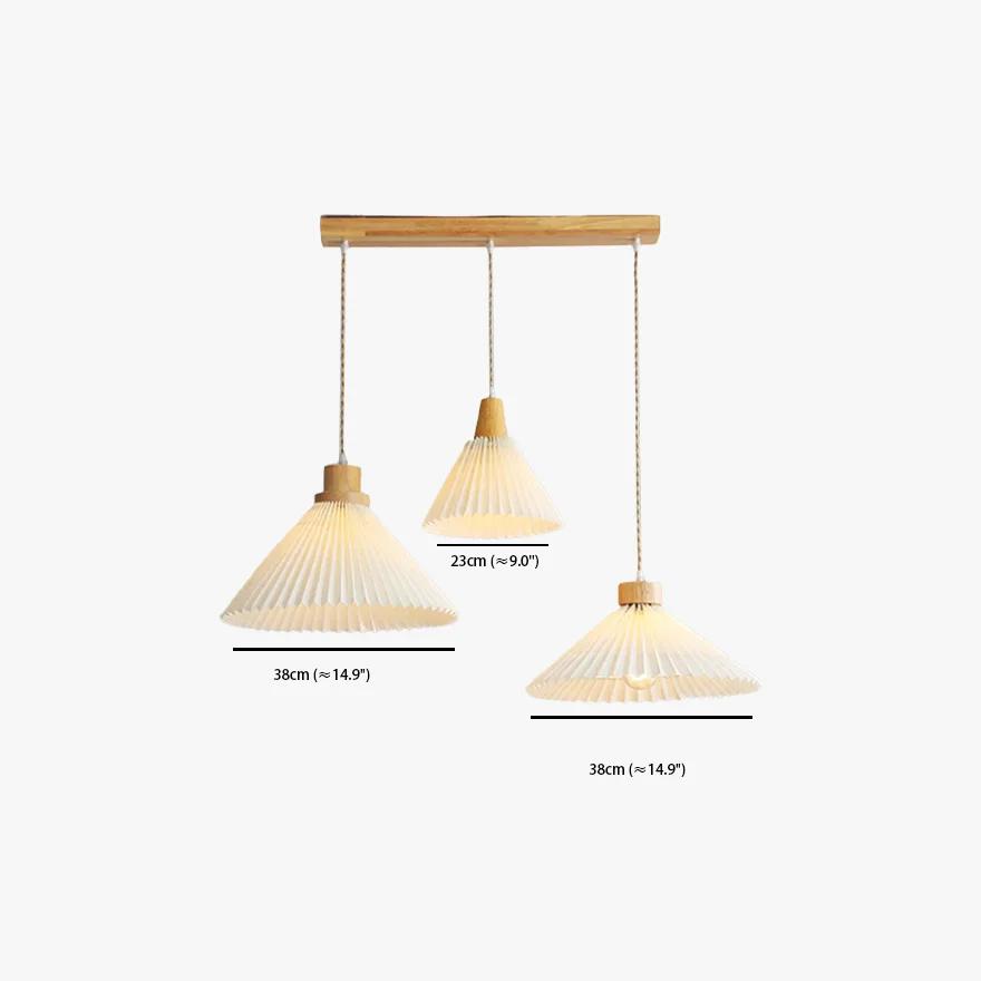 Modern Wooden And Acrylic Conical Kitchen Pendant Light, White, Trichromatic Light