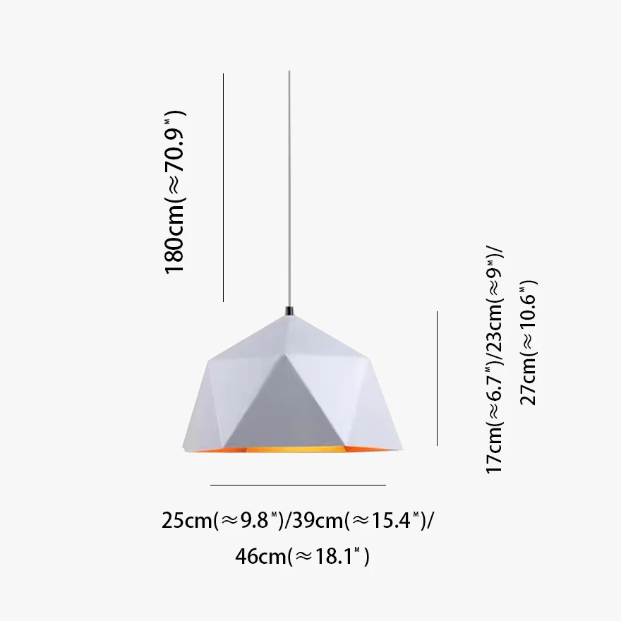 Modern Metal Polygonal Bedroom Pendant Light, 9 Color