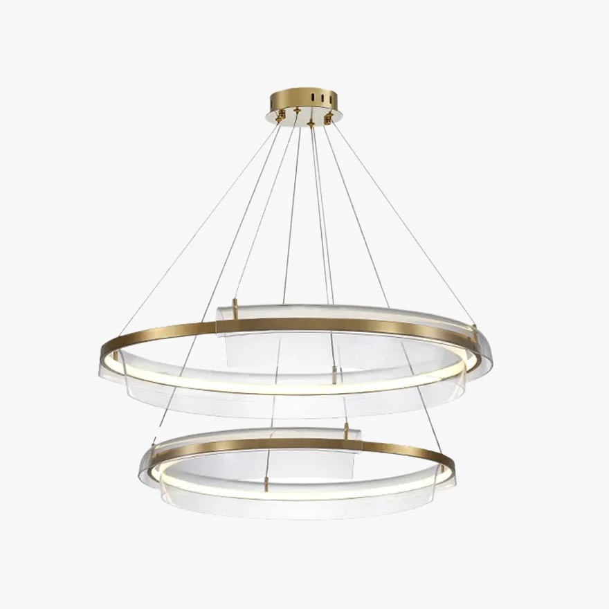 Modern Metal And Acrylic Ring Dining Room Pendant Light, Gold