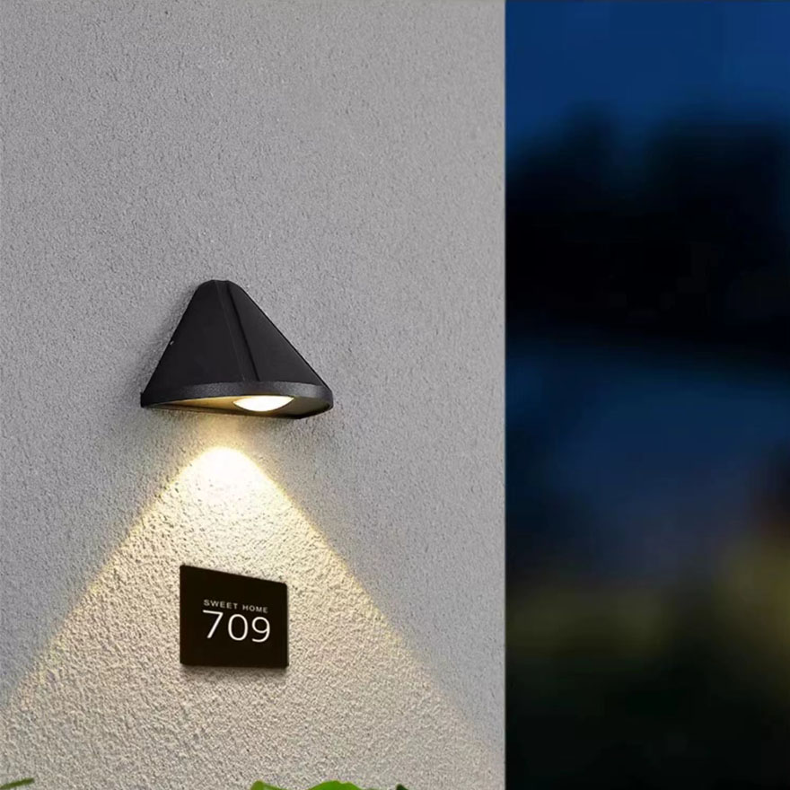 Unusual Metal And Acrylic Conical Outdoor Wall Lamp, Black/ White