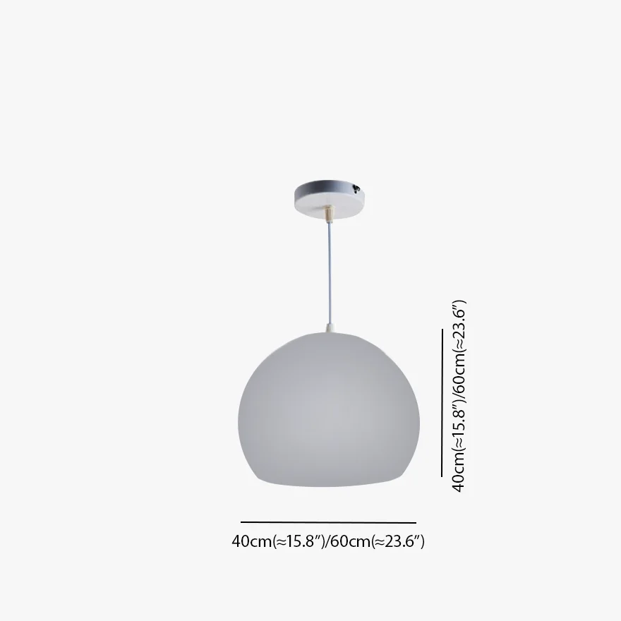 Minimalist Metal Ball Shape Dining Room Pendant Light, White/Gray