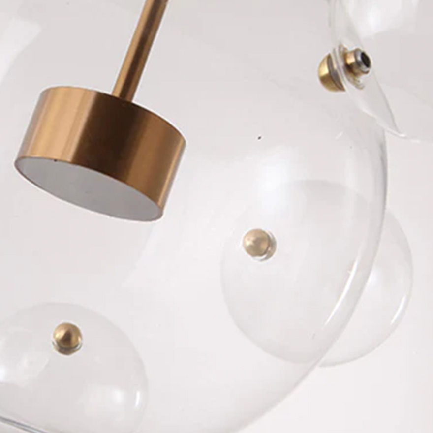 Unusual Metal And Glass Bubble Kitchen Pendant Light, Clear, Trichromatic Light