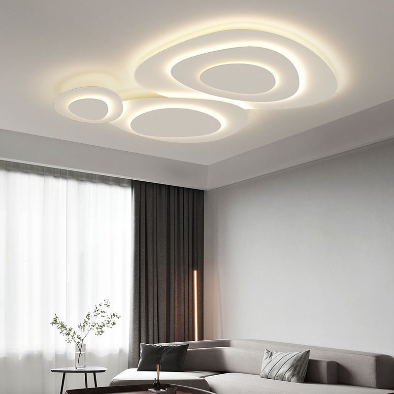 Designer Metal Uneven Living Room Ceiling Light, White, Trichromatic Light