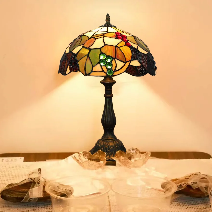 Art Deco Metal And Glass Dome Bedroom Table Lamp, Multicolor | Liiffy