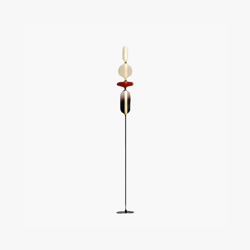 Morandi Metal And Glass Geometric Dining Room Floor Lamp, Black/White/Red