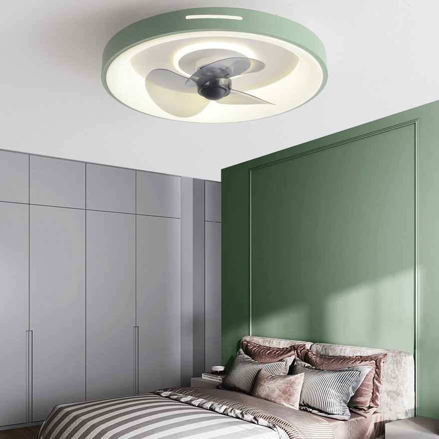 Modern Metal And Acrylic Round Living Room Ceiling Light, Green/Grey/White/Yellow, Ceiling Fans, Trichromatic Light