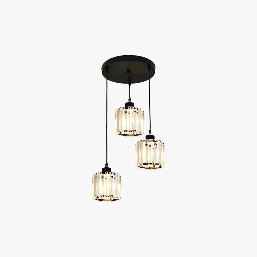 Nordic Metal And Glass Cylindrical Dining Room Pendant Light, Black/Gold