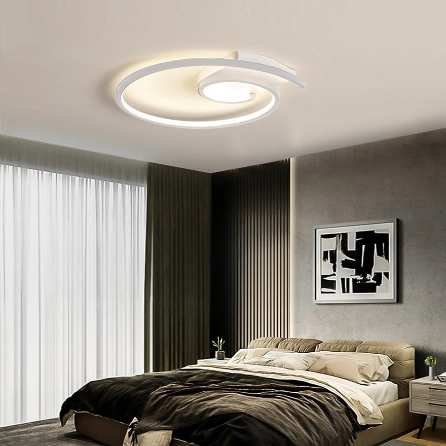 Designer Metal And Silicagel Spiral Dining Room Ceiling Light, Black-white/White