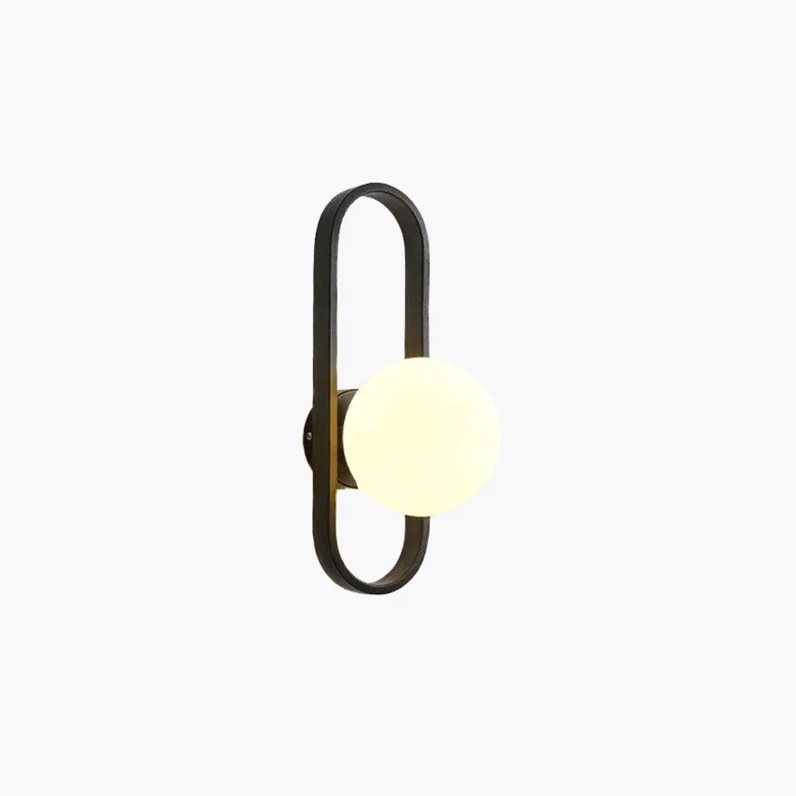 Unusual Metal Elliptical Living Room Wall Lamp, Black/Gold