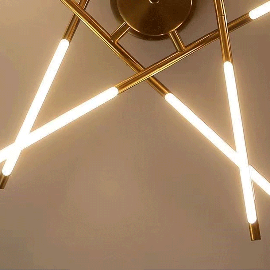 Modern Metal And Acrylic Linear Bedroom Ceiling Light, Black-Gold/Gold