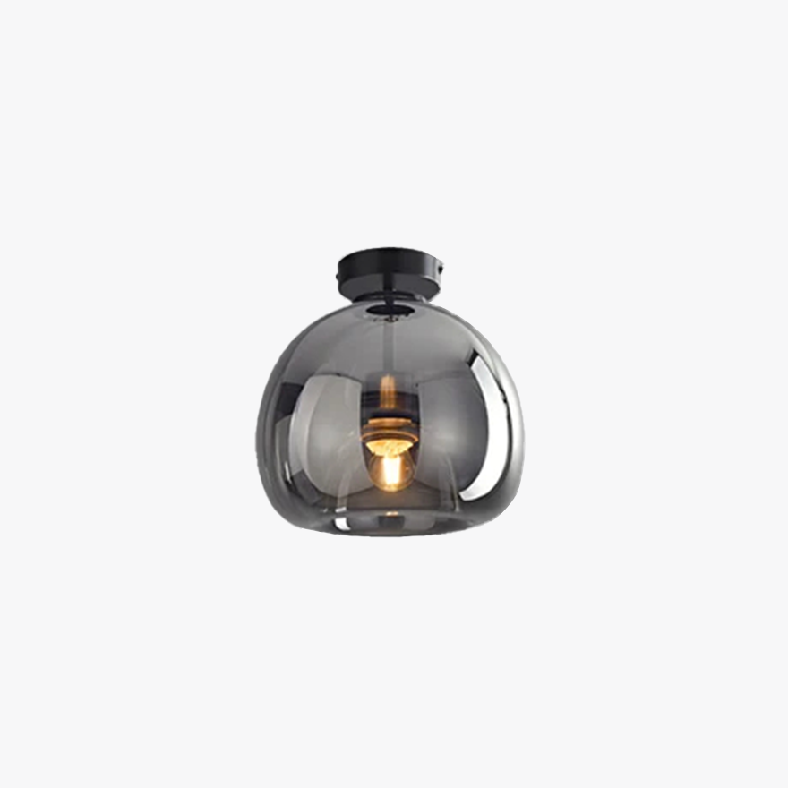 Modern Pure Cooper And Glass Bubble Bedroom Ceiling Light, Black/Gold