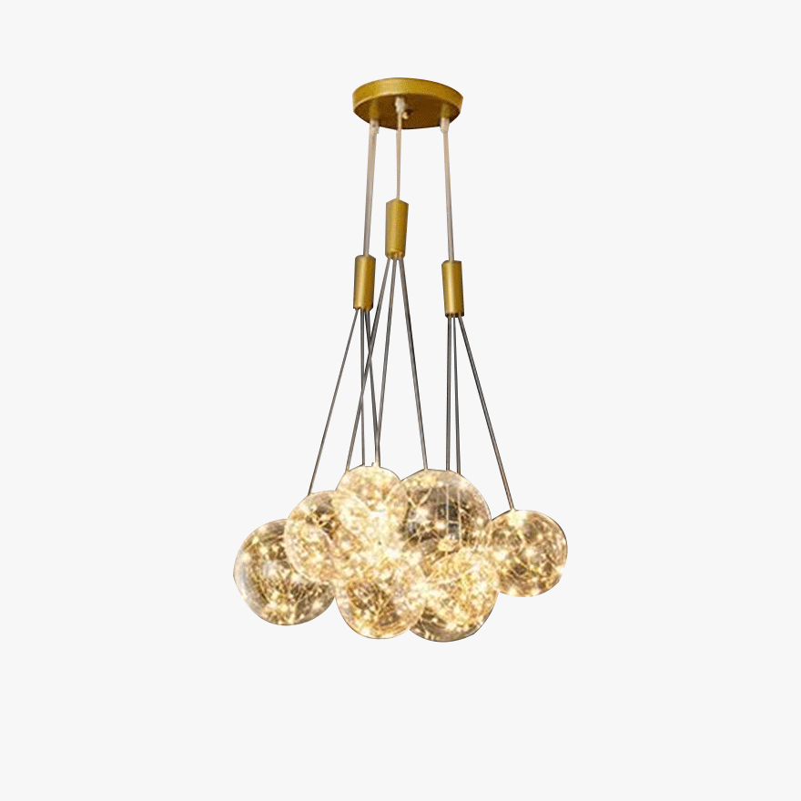 Designer Metal And Glass Bubble Dining Room Ceiling Light, Gold