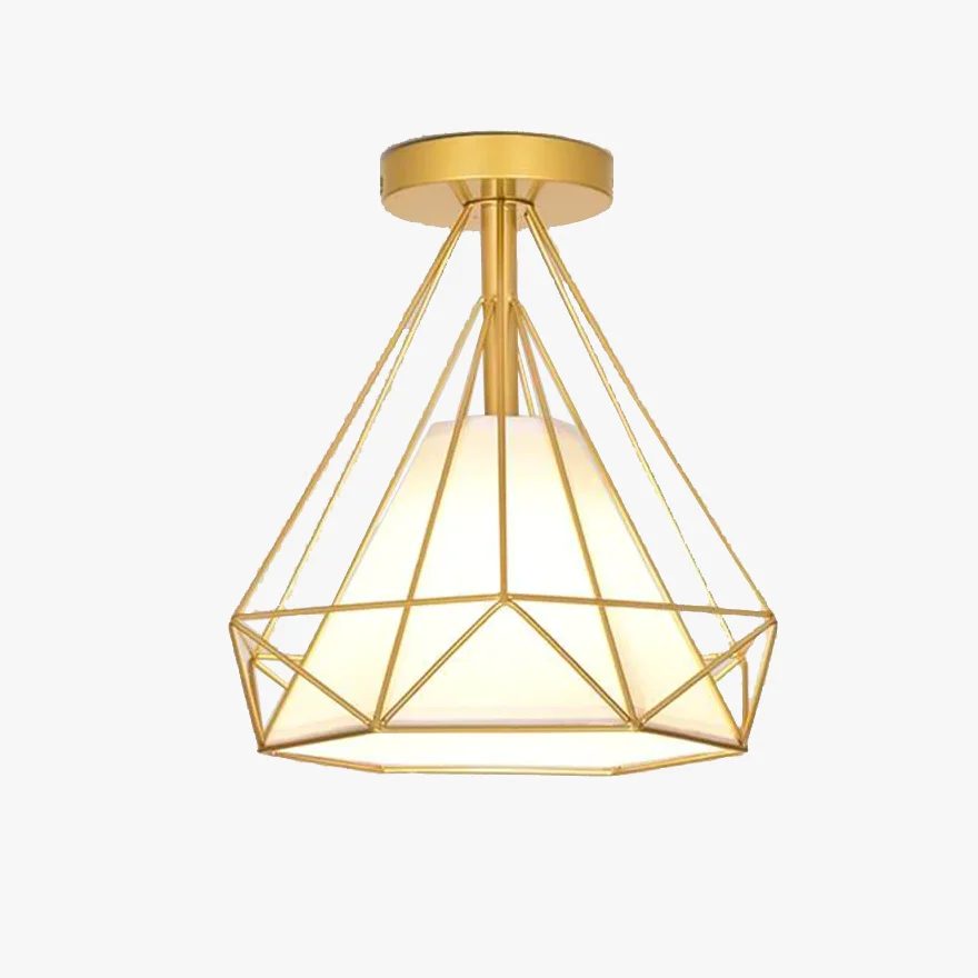 Modern Metal Geometric Hallway Celing Light, Black/Gold, Trichromatic Light