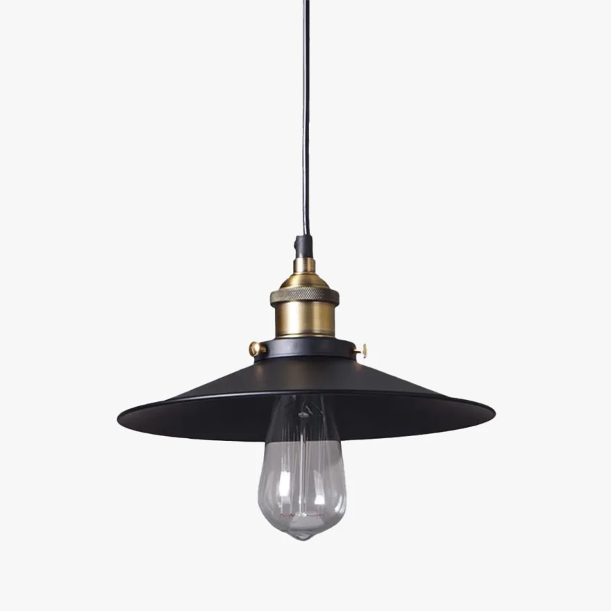 Industrial Metal Hooded Study Room Pendant Light, Black