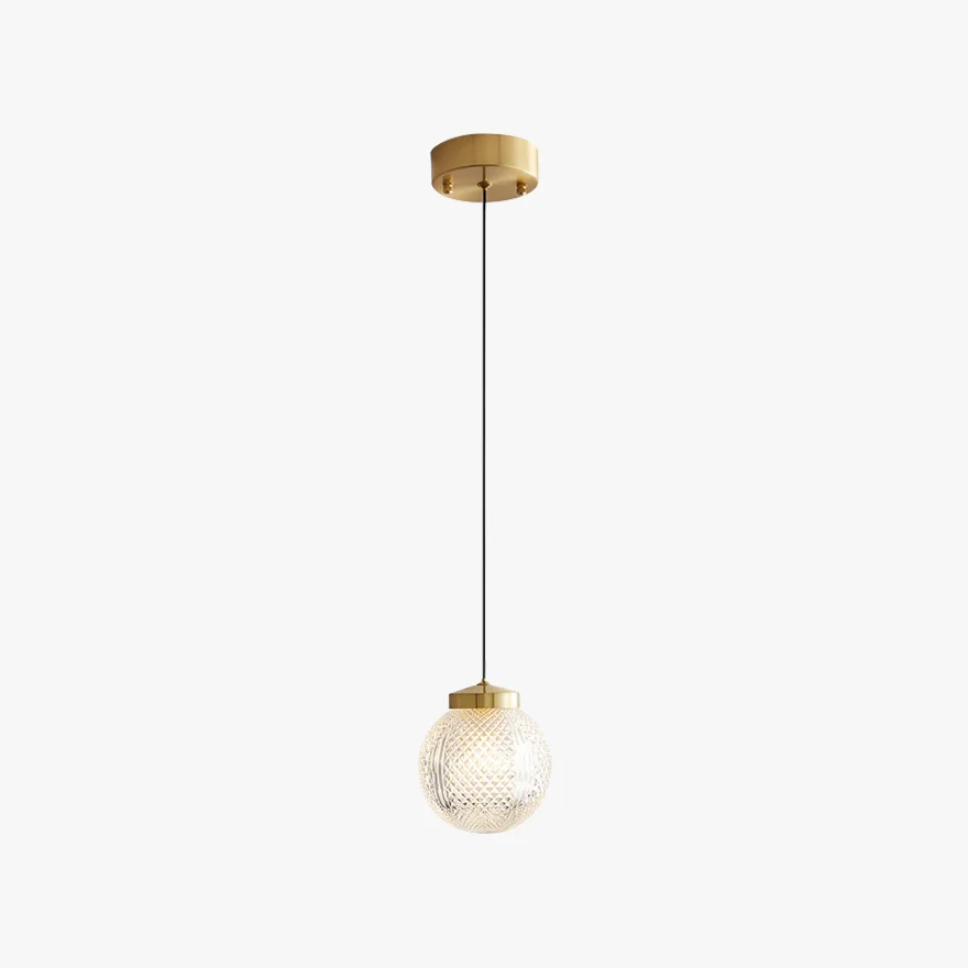 Nordic Metal Circle Glass Bedroom Pendant Light, Gold