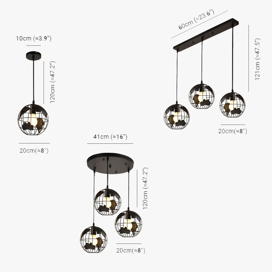 Modern Metal Cluster Dining Room Pendant Light, Black/White