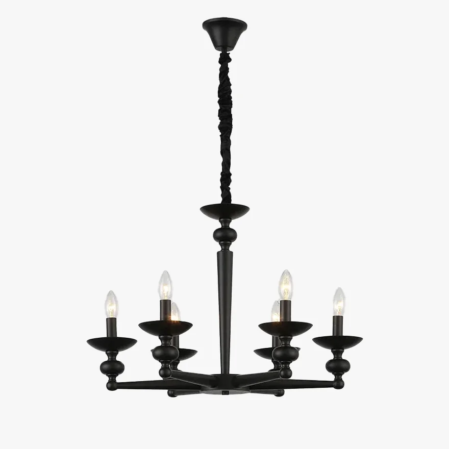 Vintage Metal And Glass Candle Bedroom Chandelier Pendant Light, Black