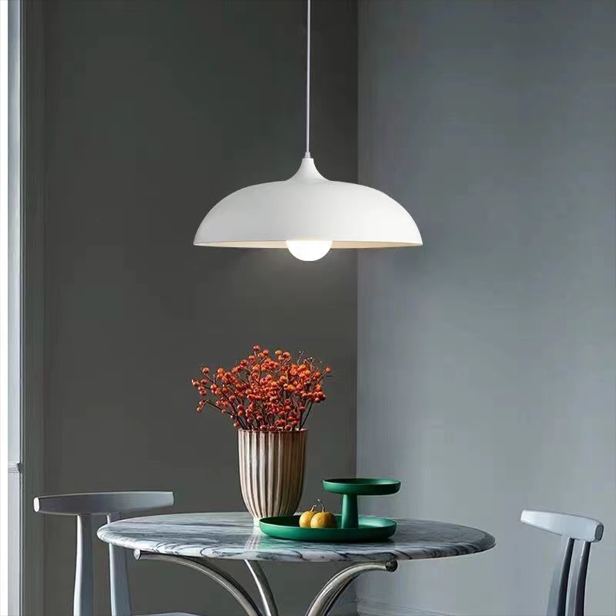 Morandi Metal Bowled Dining Room Pendant Light, Black/Blue/Green Grey/Navy/Pink/White/Yellow