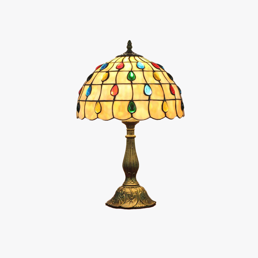 Art Deco Metal And Glass Dome Bedroom Table Lamp, Multicolor | Liiffy