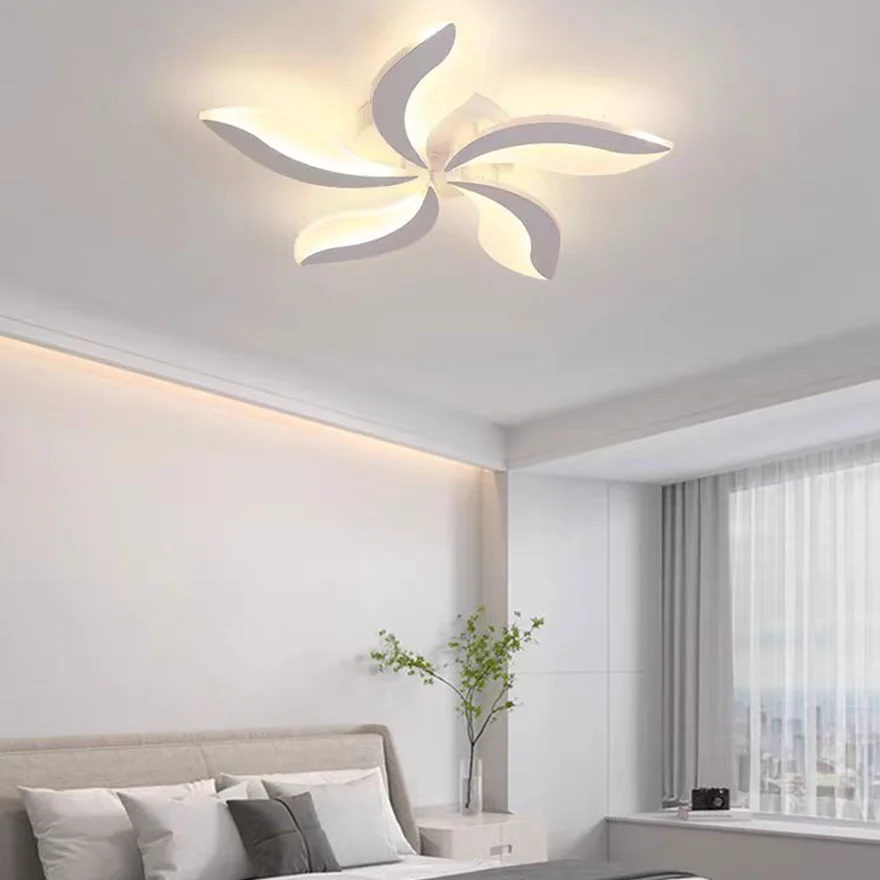 Art Deco Acrylic Flower Bedroom Ceiling Light, White