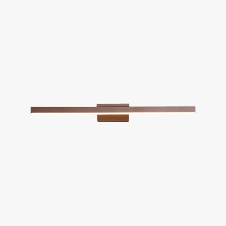 Minimalist Metal Strip Bathroom Mirror Front Wall Lamp, Brown, Trichromatic Light