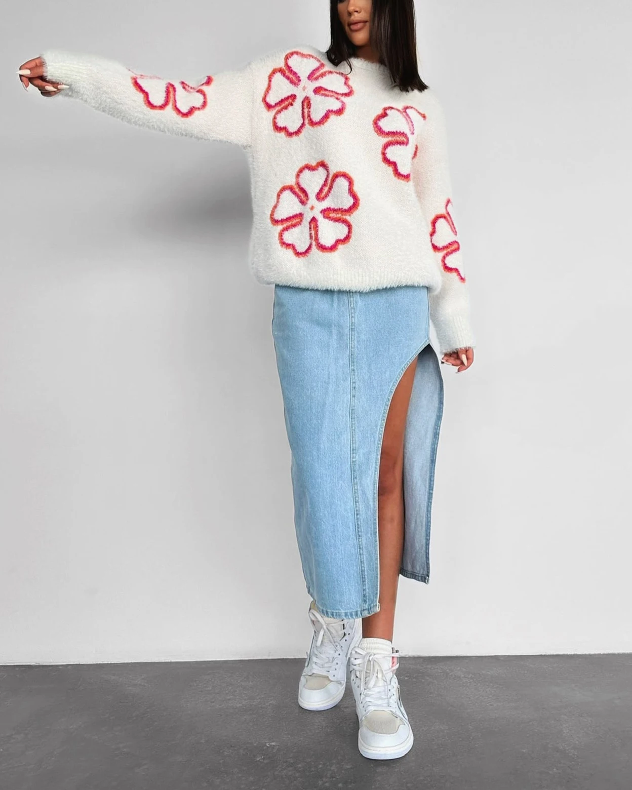 Flower Textured Sweater