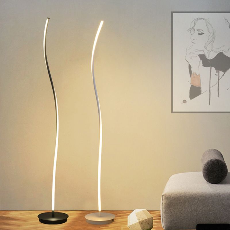 Minimalist Metal And Acrylic Linear Living Room Floor Lamp, Black/White