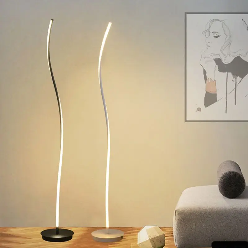 Minimalist Metal And Acrylic Linear Living Room Floor Lamp, Black/White