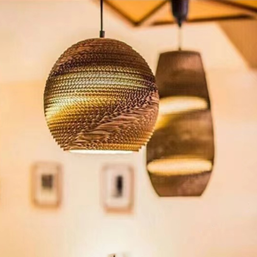 Boho Paper Geometric Dining Room Pendant Light, Log Color