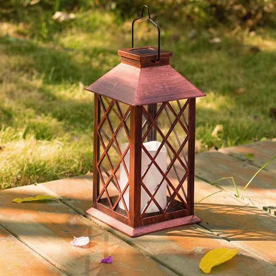 Retro Metal And Acrylic Lantern Courtyard Outdoor Pathway Light, Antique Brass