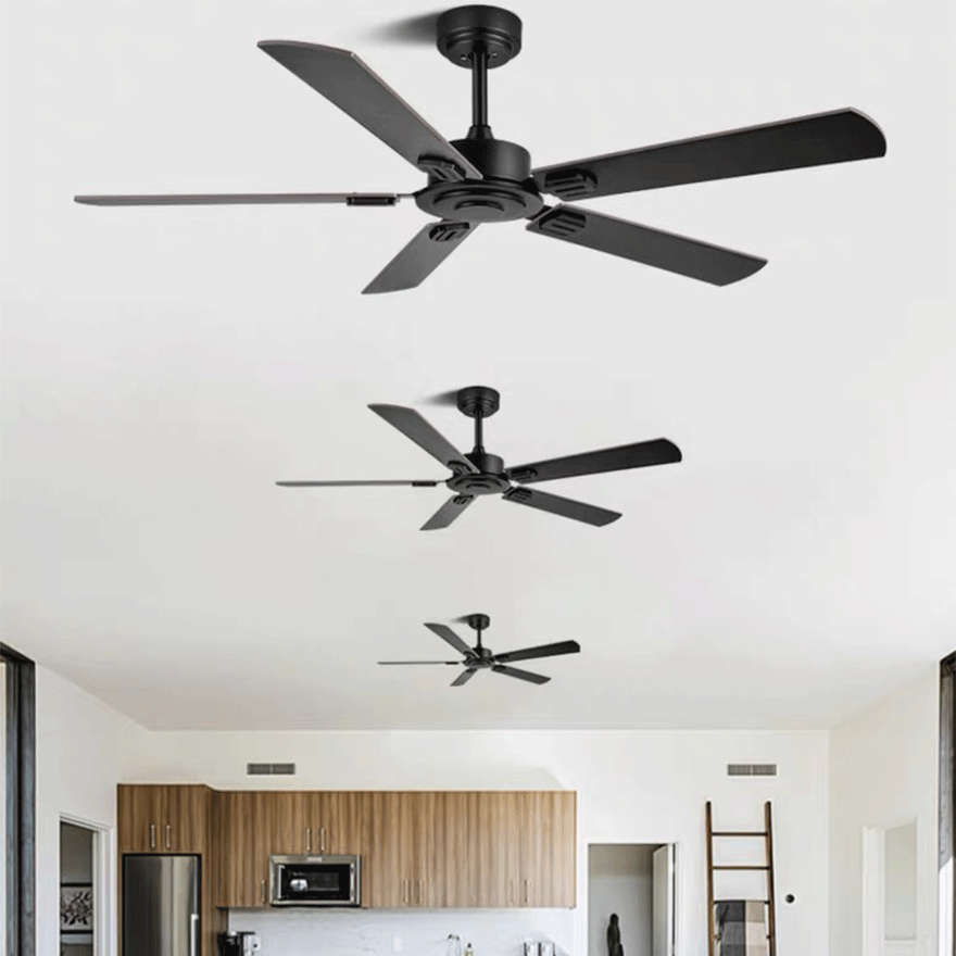 Industrial Metal And Acrylic Radiographic Study Room Ceiling Fan, Black