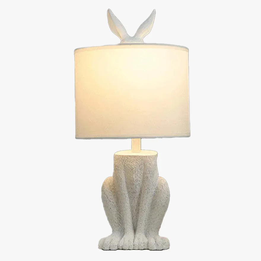 Rabbit Table Lamp hite Resin Nightstand Light for Study Room Office