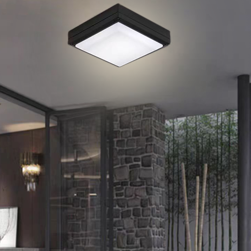 Classical Metal And Acrylic Geometric Outdoo Ceiling Light, Black/Grey