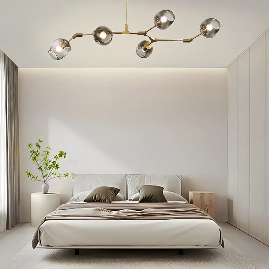 Modern Metal And Glass Bubble Bedroom Pendant Light, 6 Color