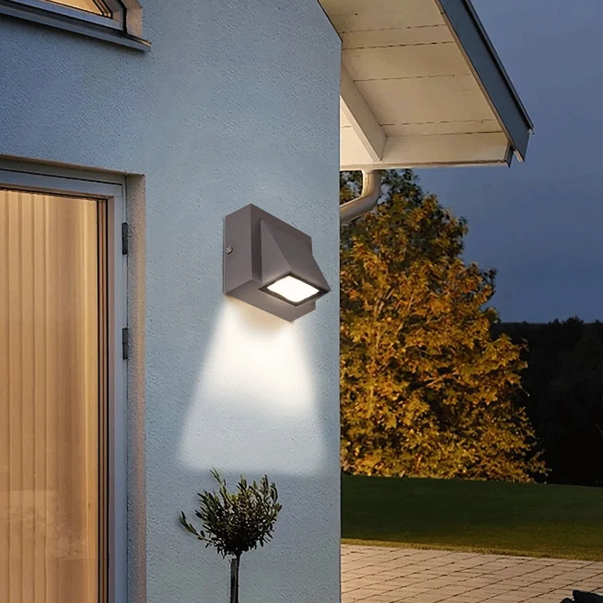 Minimalist Acrylic Geometric Outdoor Wall Lamp, Black/Gray