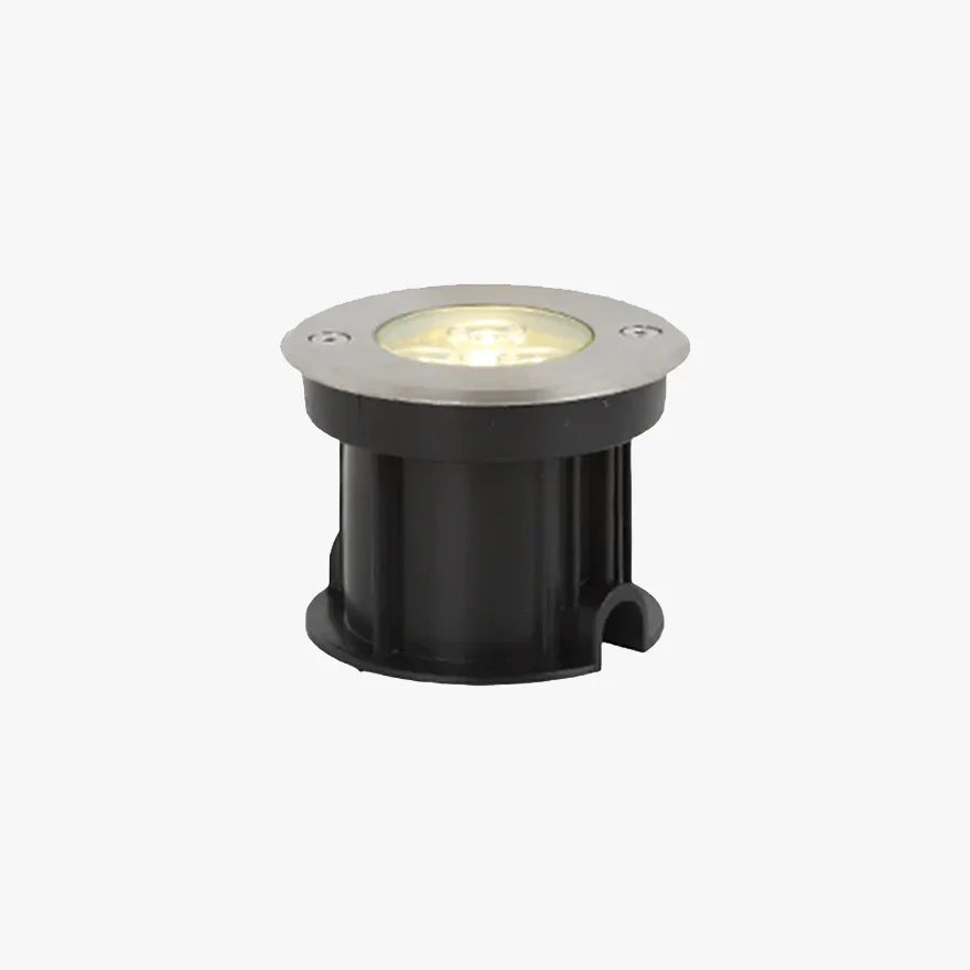 Minimalist Metal And Glass Round Outdoor Underwater Spotlight, Black