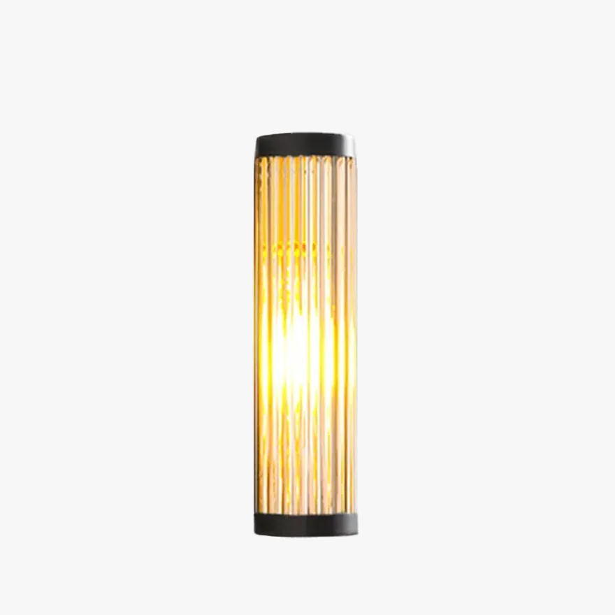 Modern Metal And Glass Semi-Cylindrical Outdoor Wall Lamp, Black